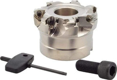 Seco - 7 Inserts, 3" Cutter Diam, 0.08" Max Depth of Cut, Indexable High-Feed Face Mill - 1" Arbor Hole Diam, 2" High, R220.21 Toolholder, 218.19-160.. Inserts, Series R220.21 - Eagle Tool & Supply