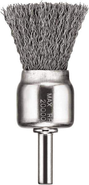 DeWALT - 1" Brush Diam, Crimped, End Brush - 1/4" Diam Steel Shank, 1/4" Pilot Diam, 20,000 Max RPM - Eagle Tool & Supply