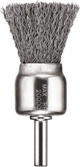 DeWALT - 1" Brush Diam, Crimped, End Brush - 1/4" Diam Steel Shank, 1/4" Pilot Diam, 20,000 Max RPM - Eagle Tool & Supply
