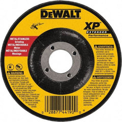 DeWALT - 24 Grit, 9" Wheel Diam, 1/4" Wheel Thickness, 7/8" Arbor Hole, Type 27 Depressed Center Wheel - Zirconia Alumina, Resinoid Bond, 6,600 Max RPM, Compatible with Angle Grinder - Eagle Tool & Supply