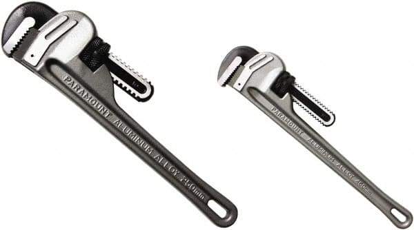 Paramount - 2 Piece, 0" to 1-1/2" & 0" to 2-1/2", Straight Pipe Wrench Set - Inch Measurement Standard - Eagle Tool & Supply