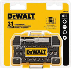 DeWALT - 31 Piece, 1/4" Drive Screwdriver Bit Set - #1, #2 & #3 Phillips, #1, #2 & #3 Square Recess, #6, #8 & #10 Slotted - Eagle Tool & Supply