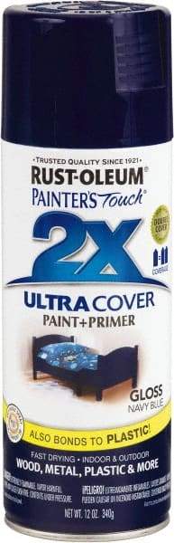 Rust-Oleum - Navy Blue, Gloss, Enamel Spray Paint - 8 Sq Ft per Can, 12 oz Container, Use on Multipurpose - Eagle Tool & Supply