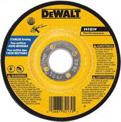 DeWALT - 30 Grit, 7" Wheel Diam, 1/4" Wheel Thickness, 7/8" Arbor Hole, Type 27 Depressed Center Wheel - Aluminum Oxide, 8,700 Max RPM, Compatible with Angle Grinder - Eagle Tool & Supply