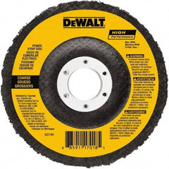 DeWALT - 100 Grit, 4-1/2" Disc Diam, 5/8-11 Center Hole, Type 27 Aluminum Oxide Flap Disc - 13,300 Max RPM, Fiberglass Backing, Arbor Attaching System, Non-Woven - Eagle Tool & Supply