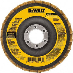 DeWALT - 40 Grit, 4-1/2" Disc Diam, 5/8-11 Center Hole, Type 27 Aluminum Oxide Flap Disc - 13,300 Max RPM, Fiberglass Backing, Arbor Attaching System, Non-Woven - Eagle Tool & Supply
