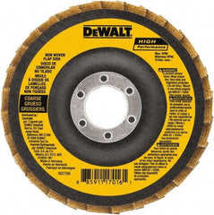 DeWALT - 4-1/2" Disc Diam, 7/8" Center Hole, Type 27 Aluminum Oxide Flap Disc - 13,300 Max RPM, Fiberglass Backing, Arbor Attaching System, Non-Woven - Eagle Tool & Supply