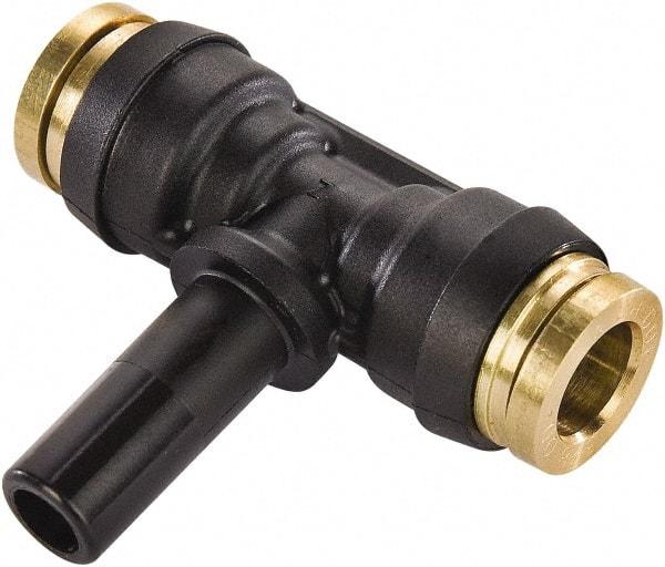Parker - 1/4" Tube OD, Composite Push-to-Connect Tube Plug-In Branch Tee - Tube to Stem Connection, 250 Max psi, Buna-N O-Ring, -40 to 200°F Working Temp - Eagle Tool & Supply
