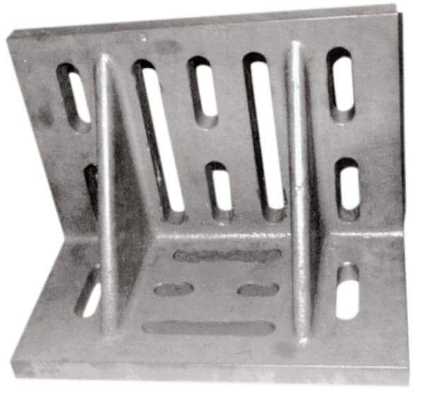 Suburban Tool - 16" Wide x 9" Deep x 12" High Cast Iron Machined Angle Plate - Slotted Plate, Through-Slots on Surface, Double Web, 1-1/8" Thick, Single Plate - Eagle Tool & Supply