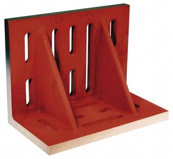 Suburban Tool - 20" Wide x 12" Deep x 16" High Cast Iron Machined Angle Plate - Slotted Plate, Through-Slots on Surface, Double Web, 1-1/8" Thick, Single Plate - Eagle Tool & Supply