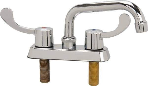 B&K Mueller - Standard, Two Handle Design, Chrome, Deck Mount, Laundry Faucet - 6 Inch Spout, Wrist Blade Handle - Eagle Tool & Supply