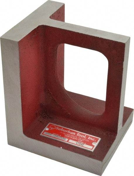 Suburban Tool - 1 Hole, 6" High x 4-1/2" Wide x 5" Deep, Right Angle Iron - Cast Iron, Machined, 7/8" Thick, Parallel & Square to within 0.002" per 6" - Eagle Tool & Supply