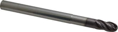 SGS - 1/2" Diam, 1" LOC, 4 Flute Solid Carbide Ball End Mill - AlTiN Finish, Single End, 6" OAL, 1/2" Shank Diam, Spiral Flute - Eagle Tool & Supply