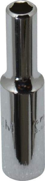 Proto - 1/4" Drive, Deep Hand Socket - 6 Points, 1-15/16" OAL, Chrome Finish - Eagle Tool & Supply