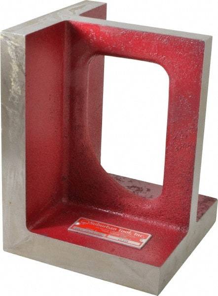 Suburban Tool - 1 Hole, 8" High x 6" Wide x 6" Deep, Right Angle Iron - Cast Iron, Precision Ground, 1" Thick, Parallel to within 0.00025" per 6", Square to within 0.0005" per 6" - Eagle Tool & Supply