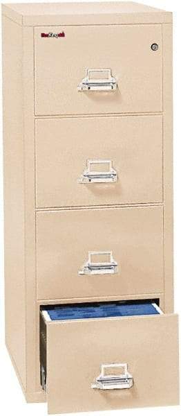 FireKing - 20.81" Wide x 52-3/4" High x 31-9/16" Deep, 4 Drawer Vertical File - Steel, Parchment - Eagle Tool & Supply