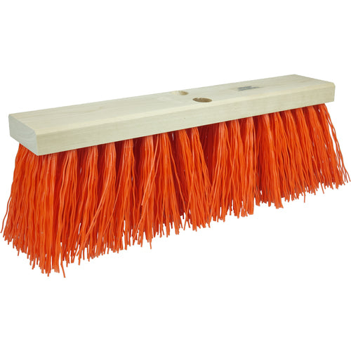 16″ Street Broom, 5-1/4″ Trim Length, Orange Polypropylene Fill - Eagle Tool & Supply