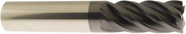 Accupro - 1", 1-3/4" LOC, 1" Shank Diam, 4" OAL, 5 Flute, Solid Carbide Square End Mill - Single End, AlTiN Finish, Spiral Flute, 40° Helix, Centercutting, Right Hand Cut, Right Hand Flute - Eagle Tool & Supply