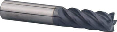 Accupro - 1/2", 5 Flute, Single End, Solid Carbide, 0.02" Corner Radius End Mill - 4" OAL, 40° Helix, Right Hand Flute, 2" LOC, Right Hand Cut - Eagle Tool & Supply