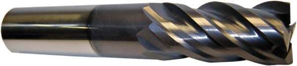Accupro - 3/4", 2-1/2" LOC, 3/4" Shank Diam, 5" OAL, 4 Flute, Solid Carbide Square End Mill - Single End, AlTiN Finish, Spiral Flute, 40° Helix, Centercutting, Right Hand Cut, Right Hand Flute - Eagle Tool & Supply