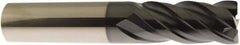 Accupro - 1/2", 4 Flute, Single End, Solid Carbide, 0.06" Corner Radius End Mill - 4" OAL, 40° Helix, Right Hand Flute, 2" LOC, Right Hand Cut - Eagle Tool & Supply