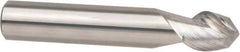 Accupro - 1" Diam, 1-1/4" LOC, 2 Flute Solid Carbide Ball End Mill - ZrN Finish, Single End, 5" OAL, 1" Shank Diam, Spiral Flute - Eagle Tool & Supply