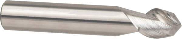 Accupro - 3/8" Diam, 1/2" LOC, 2 Flute Solid Carbide Ball End Mill - ZrN Finish, Single End, 4" OAL, 3/8" Shank Diam, Spiral Flute - Eagle Tool & Supply