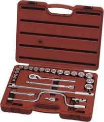 Paramount - 26 Piece 1/2" Drive Chrome Vanadium Finish Socket Set - 12 Points, 3/8" to 1-1/4" Range, Inch Measurement Standard - Eagle Tool & Supply