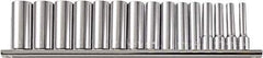 Paramount - 15 Piece 1/2" Drive Chrome Vanadium Finish Deep Well Socket Set - 12 Points, 3/8" to 1-1/4" Range, Inch Measurement Standard - Eagle Tool & Supply