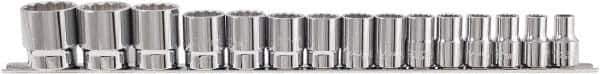 Paramount - 15 Piece 1/2" Drive Chrome Vanadium Finish Socket Set - 12 Points, 10mm to 32mm Range, Metric Measurement Standard - Eagle Tool & Supply