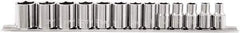 Paramount - 13 Piece 3/8" Drive Chrome Vanadium Finish Socket Set - 6 Points, 7mm to 19mm Range, Metric Measurement Standard - Eagle Tool & Supply