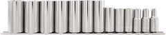 Paramount - 13 Piece 3/8" Drive Chrome Vanadium Finish Deep Well Socket Set - 6 Points, 1/4" to 1" Range, Inch Measurement Standard - Eagle Tool & Supply