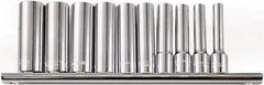 Paramount - 10 Piece 1/4" Drive Chrome Vanadium Finish Deep Well Socket Set - 6 Points, 4mm to 13mm Range, Metric Measurement Standard - Eagle Tool & Supply