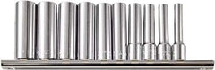Paramount - 10 Piece 1/4" Drive Chrome Vanadium Finish Deep Well Socket Set - 6 Points, 3/16" to 9/16" Range, Inch Measurement Standard - Eagle Tool & Supply