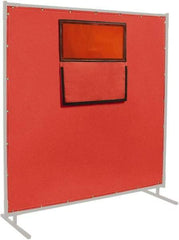 Steiner - 6' High x 8' Wide x 0.016" Thick Fiberglass & Vinyl Welding Curtain - Red, Grommet - Eagle Tool & Supply