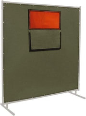 Steiner - 6' High x 8' Wide x 0.012" Thick Cotton Duck & Vinyl Welding Curtain - Olive & Orange, Grommet - Eagle Tool & Supply