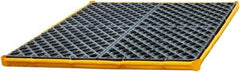 UltraTech - 55 Gal Sump, 2,400 Lb Capacity, 4 Drum, Polyethylene Spill Deck or Pallet - 48" Long x 48" Wide x 7" High, Yellow and Black, Drain Included, Low Profile, 2 x 2 Drum Configuration - Eagle Tool & Supply