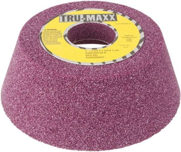 Tru-Maxx - 5" Diam x 1-1/4" Hole x 1-3/4" Thick, K Hardness, 46 Grit Surface Grinding Wheel - Aluminum Oxide, Type 11, Coarse Grade, Vitrified Bond, No Recess - Eagle Tool & Supply