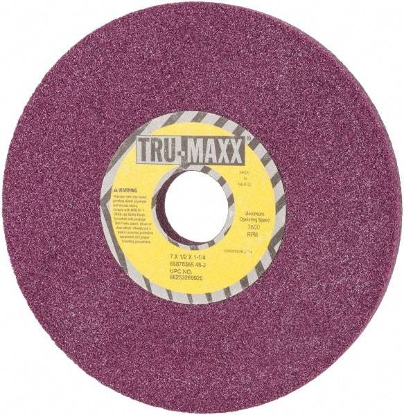 Tru-Maxx - 7" Diam x 1-1/4" Hole x 1/2" Thick, J Hardness, 46 Grit Surface Grinding Wheel - Aluminum Oxide, Type 1, Coarse Grade, Vitrified Bond, No Recess - Eagle Tool & Supply