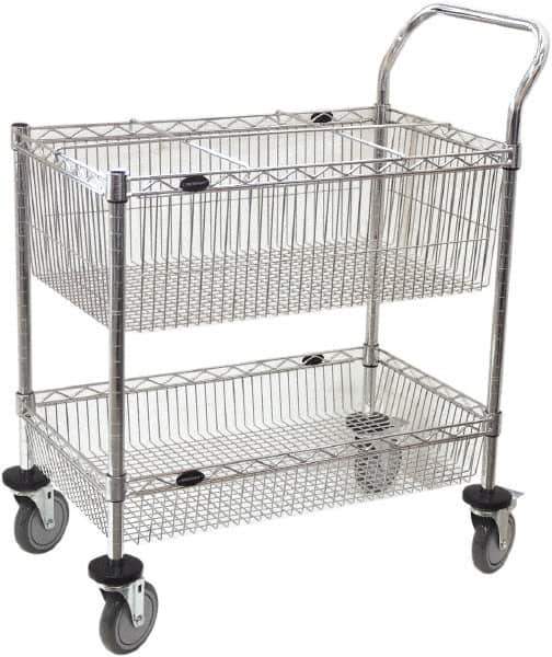 Value Collection - 300 Lb Capacity, 18" Wide x 30" Long x 40" High Mail Cart - 2 Shelf, Steel, 2 Rigid/2 Swivel Casters - Eagle Tool & Supply