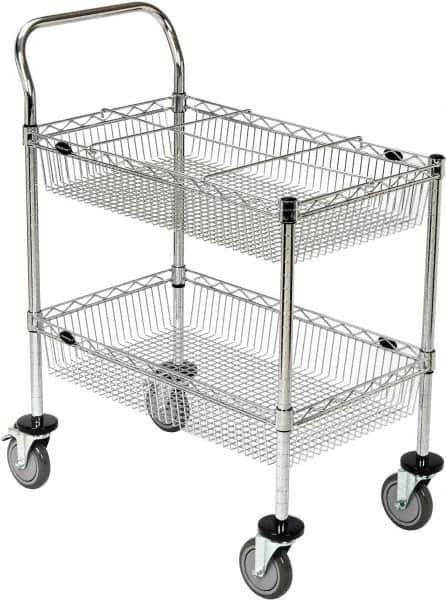Value Collection - 300 Lb Capacity, 18" Wide x 30" Long x 40" High Wire Cart - 2 Shelf, Steel, 2 Rigid/2 Swivel Casters - Eagle Tool & Supply