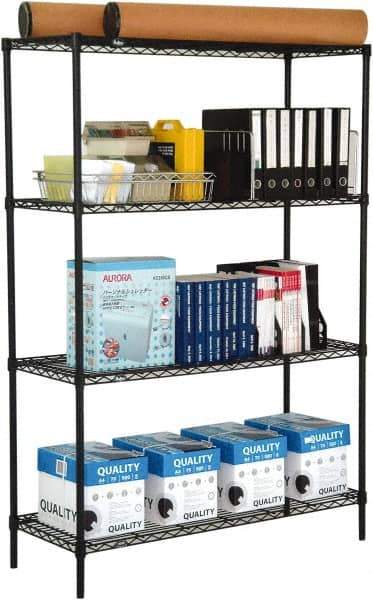 Value Collection - 4 Shelf Wire Shelving Unit - 60" Wide x 24" Deep x 63" High, - Eagle Tool & Supply