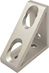 80/20 Inc. - 80mm Wide, Open Shelving 4 Hole Inside Corner Gusset - Aluminum, Clear Anodized Finish, 36mm Long, Use with 40 Series & Bolt Kit 75-3422 - Eagle Tool & Supply