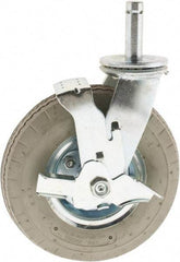 Value Collection - 8" Diam x 3-1/2" Wide, Rubber Swivel with Brake Caster - 300 Lb Capacity, Plain Stem Mount - Eagle Tool & Supply