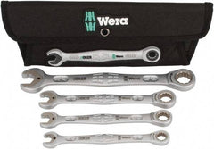 Wera - 4 Piece, 7/16" to 3/4", 12 Point Combination Wrench Set - Inch Measurement Standard, Satin Finish, Comes in Cordura Nylon Roll - Eagle Tool & Supply