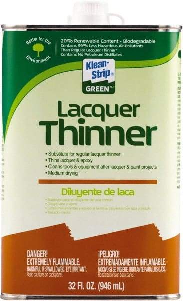 Klean-Strip - 1 Qt Lacquer Thinner - 230 gL VOC Content, Comes in Metal Can - Eagle Tool & Supply