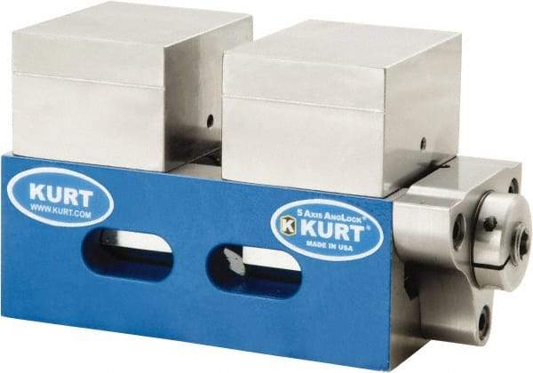 Kurt - 2-1/2" Jaw Width, 4-9/16" High x 5" Long x 2-1/2" Wide Vise - For Use with 5 Axis Workholding Systems - Eagle Tool & Supply