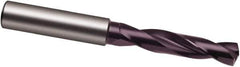 Guhring - 37/64" 140° Spiral Flute Solid Carbide Screw Machine Drill Bit - FIREX Finish, Right Hand Cut, 65mm Flute Length, 115mm OAL, SU Point, Straight Shank, Through Coolant - Eagle Tool & Supply