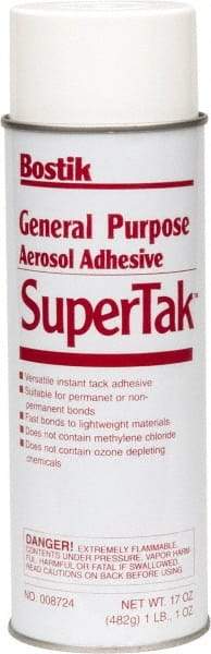 Bostik - 17 oz Aerosol Clear Spray Adhesive - High Tack, 120°F Heat Resistance, Low Strength Bond, Flammable - Eagle Tool & Supply