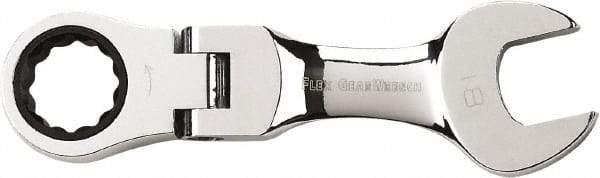 GearWrench - 18mm 12 Point Flexhead Combination Wrench - Chrome Vanadium Steel, Full Polish Finish - Eagle Tool & Supply